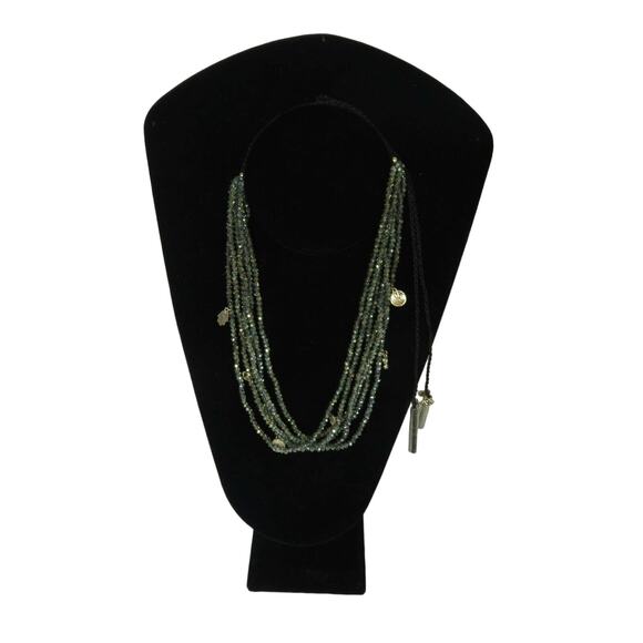 Marlyn Schiff Green Beaded Charms Statement Necklace - Picture 1 of 6